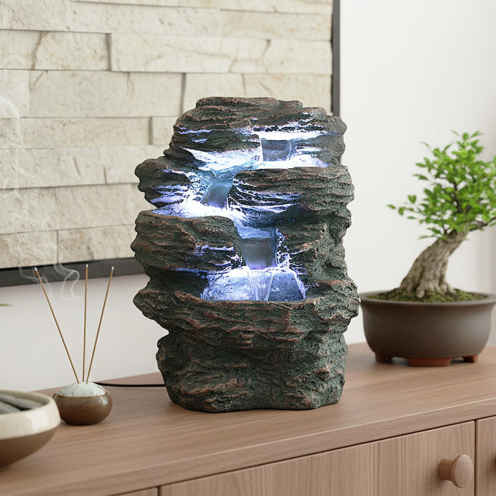 Arnusa Springbrunnen Niagara mit LED Beleuchtung IN-&Outdoor Zimmerbrunnen Gartenbrunnen