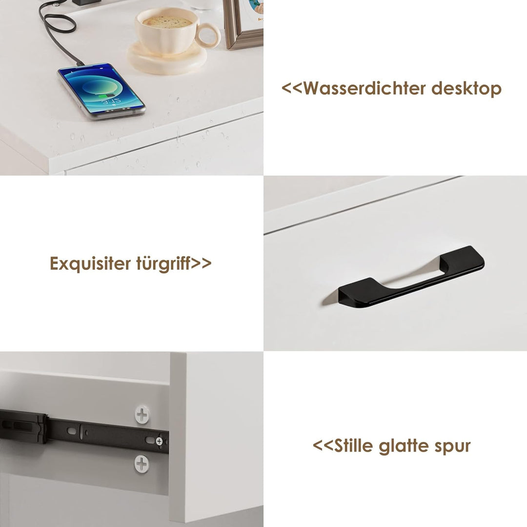 Lvhecforhm Nachttisch Weiss, Nachttische mit Offenen Fächern Hochglanz Front, Neueste Nachttische mi