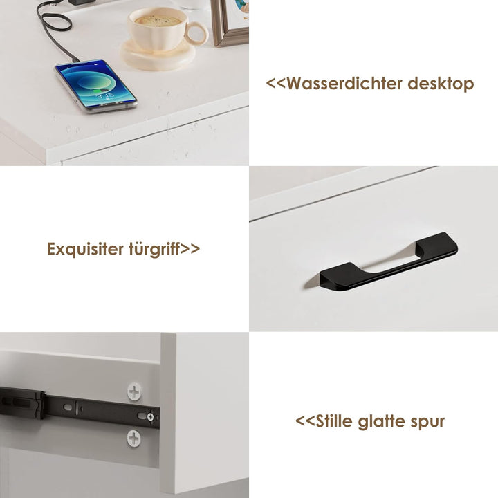 Lvhecforhm Nachttisch Weiss, Nachttische mit Offenen Fächern Hochglanz Front, Neueste Nachttische mi