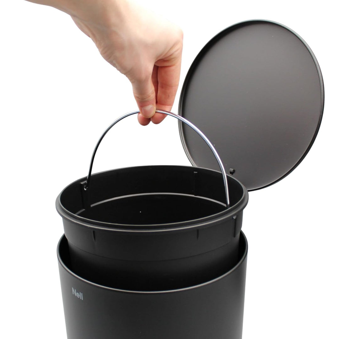 Nell Softclose Kosmetikeimer 5 L – Badmülleimer & Treteimer mit Metallpedal, leisem Deckel & herausn