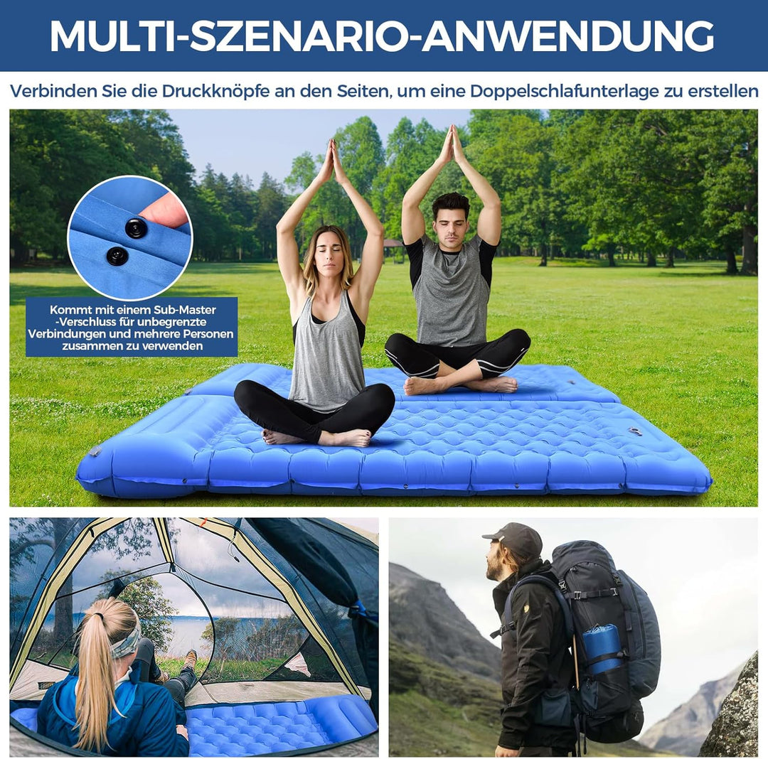 NAPASA Isomatte Camping, 14CM Verdicktes Aufblasbare Matratze mit Eingebauter Fusspresse Pumpe & Kis