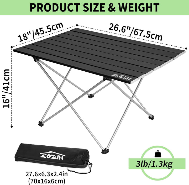 IPEB Campingtisch Klappbar, Klapptisch Camping, Tragbarer Picknicktisch Faltbar, Kleiner Aluminium-K
