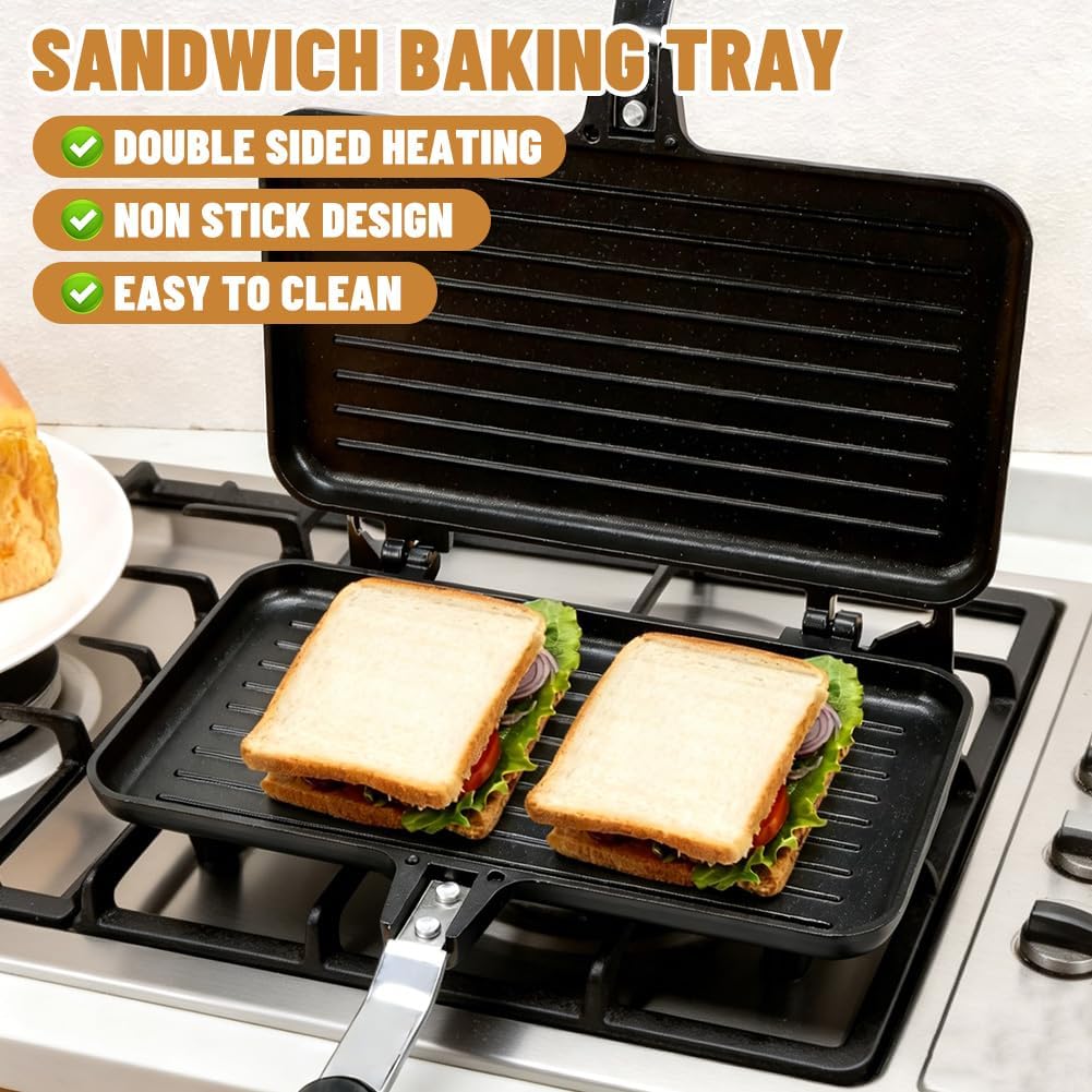 Sandwichmaker, Camping Doppelseitige Bratpfanne, amerikanische Sandwiches, Antihaftbeschichtete Toas