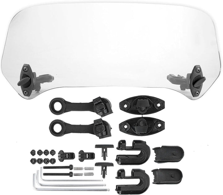 Motorrad Windschutzscheibe Windspoiler verstellbar universell aus robustem Kunststoff 28x12cm (Trans