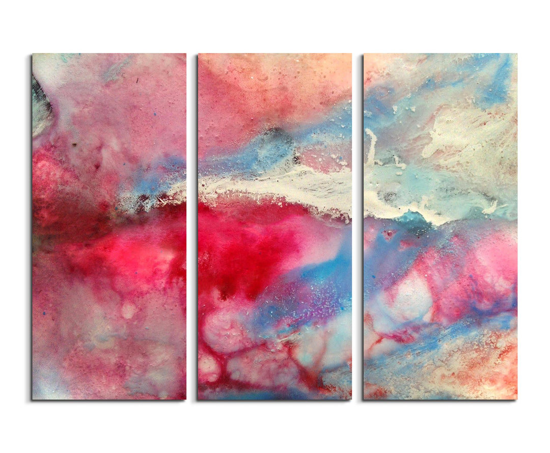 Sinus Art Wandbild 3x90x40cm (Gesamt 130x90cm) Handgemaltes buntes Aquarell auf Leinwand für Wohnzim