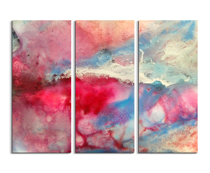 Sinus Art Wandbild 3x90x40cm (Gesamt 130x90cm) Handgemaltes buntes Aquarell auf Leinwand für Wohnzim