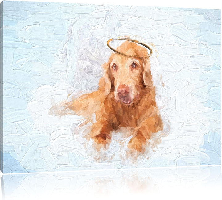 Pixxprint Hundeengel im Himmel als Leinwandbild/Grösse: 100x70 / Wandbild/Kunstdruck/fertig bespannt