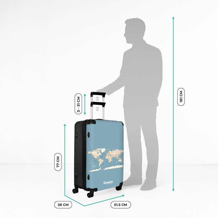 NoBoringSuitcases.com® Koffer XL Gross 77x51.5x28 cm Reisekoffer mit 4 Rollen Leicht Trolley Hartsch