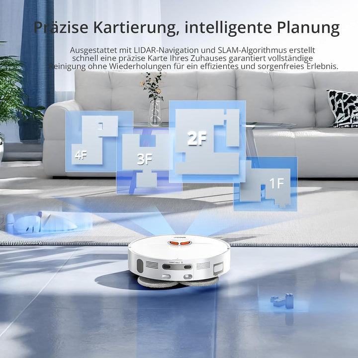 JONR T5 PRO GEN2 Saugroboter mit Wischfunktion, 15000Pa Saugkraft - Weiss | 75℃ Heisslufttrocknung,