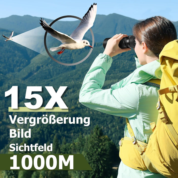 15X50 Fernglas Erwachsene FMC-Linse - Black | BAK4-Prismen,FMC-vergütete Linsen,15X,grosse 50-mm-Oku