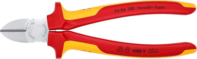 Knipex Seitenschneider verchromt, isoliert mit Mehrkomponenten-Hüllen, VDE-geprüft 180 mm 70 06 180