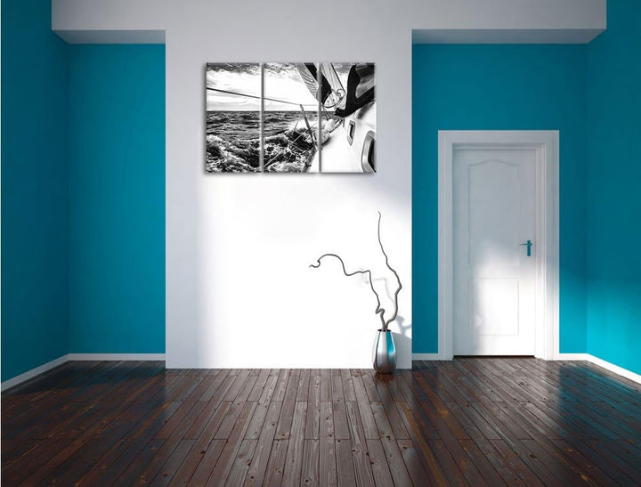 Pixxprint Segel der Yacht als Leinwandbild/Grösse: 3 Teilig (120x80 cm) cm/Wandbild/Kunstdruck/ferti