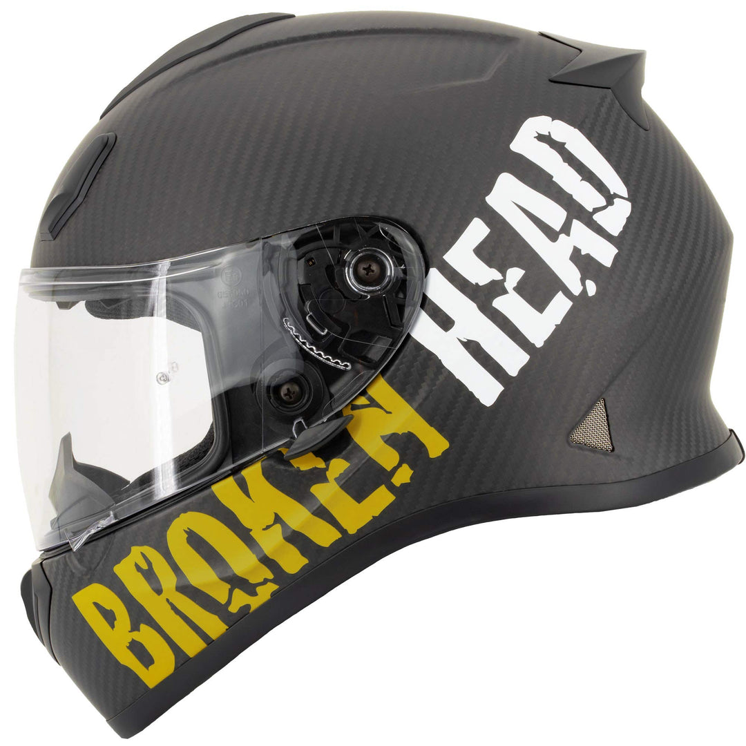 Broken Head BeProud Carbon Neon-Gelb matt Limitierte Sonderedition - sportlicher Racing Motorrad-Hel