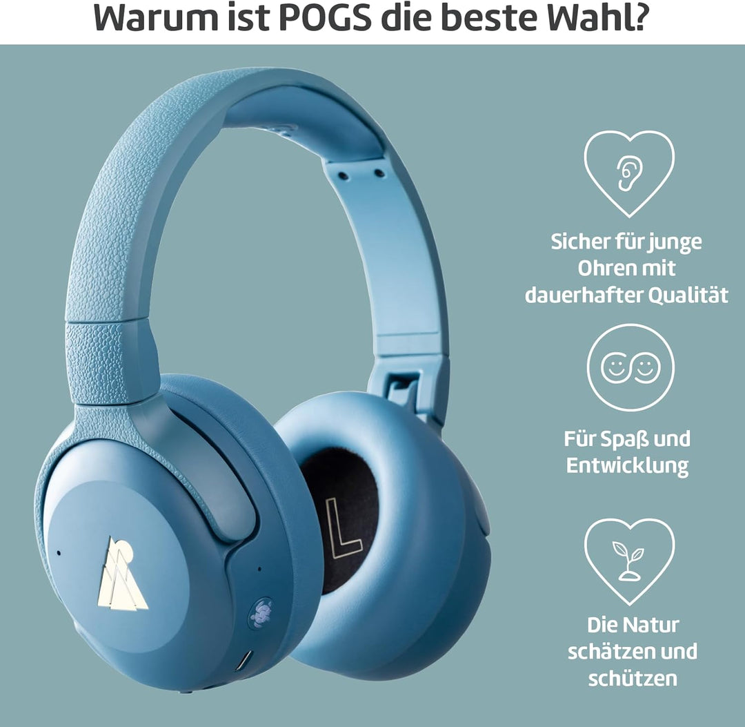 POGS Drahtloser Bluetooth Over-Ear Noise Cancelling-Kopfhörer | The Turtle | Faltbarer robuster Kopf