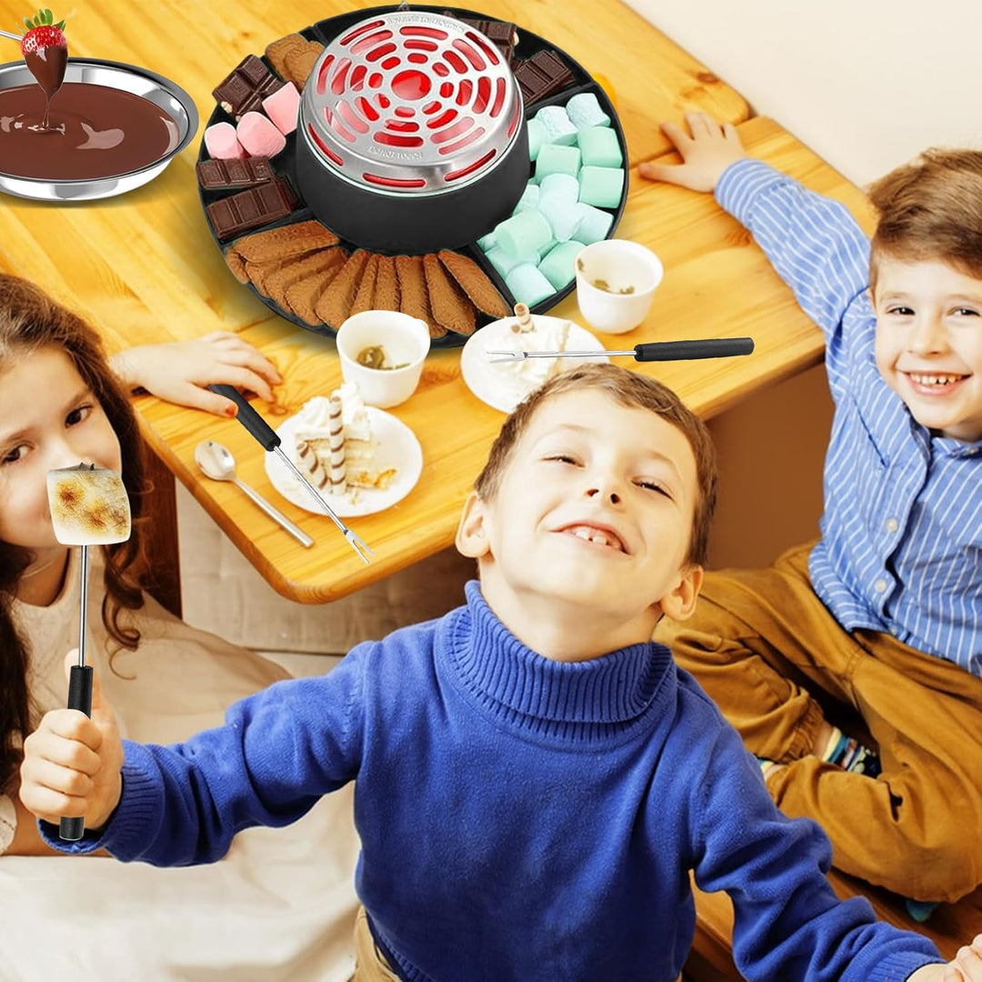 2-in-1 S'Mores Maker & Schokoladenfondue-Set, Elektrischer Marshmallow-Röster mit Temperaturregelung