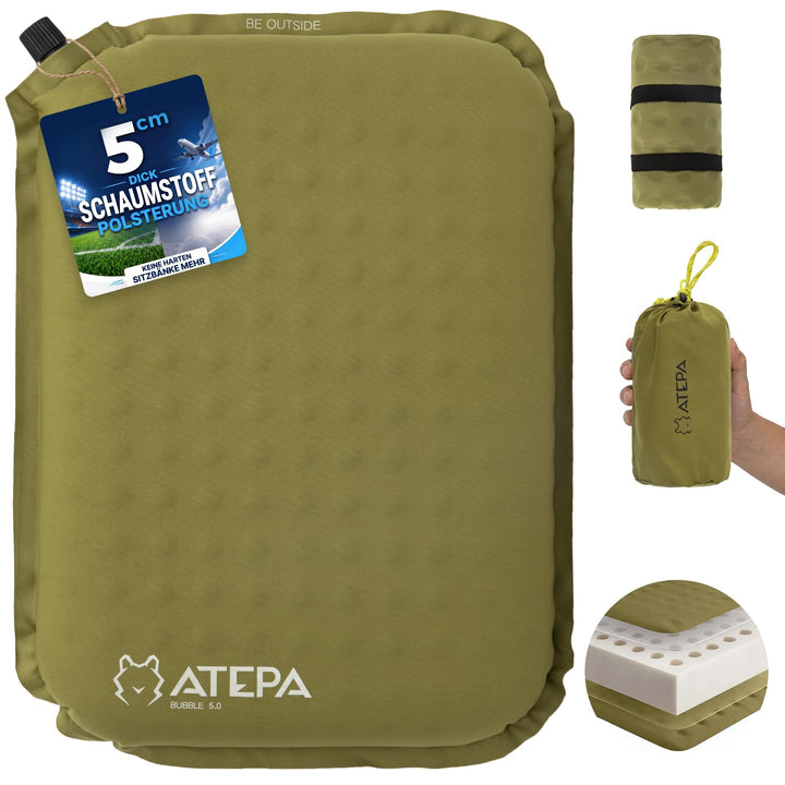 ATEPA Sitzkissen Outdoor, Faltbar Aufblasbar Stadion Flugzeug Unterwegs Camping Wander Bürostuhl Ult