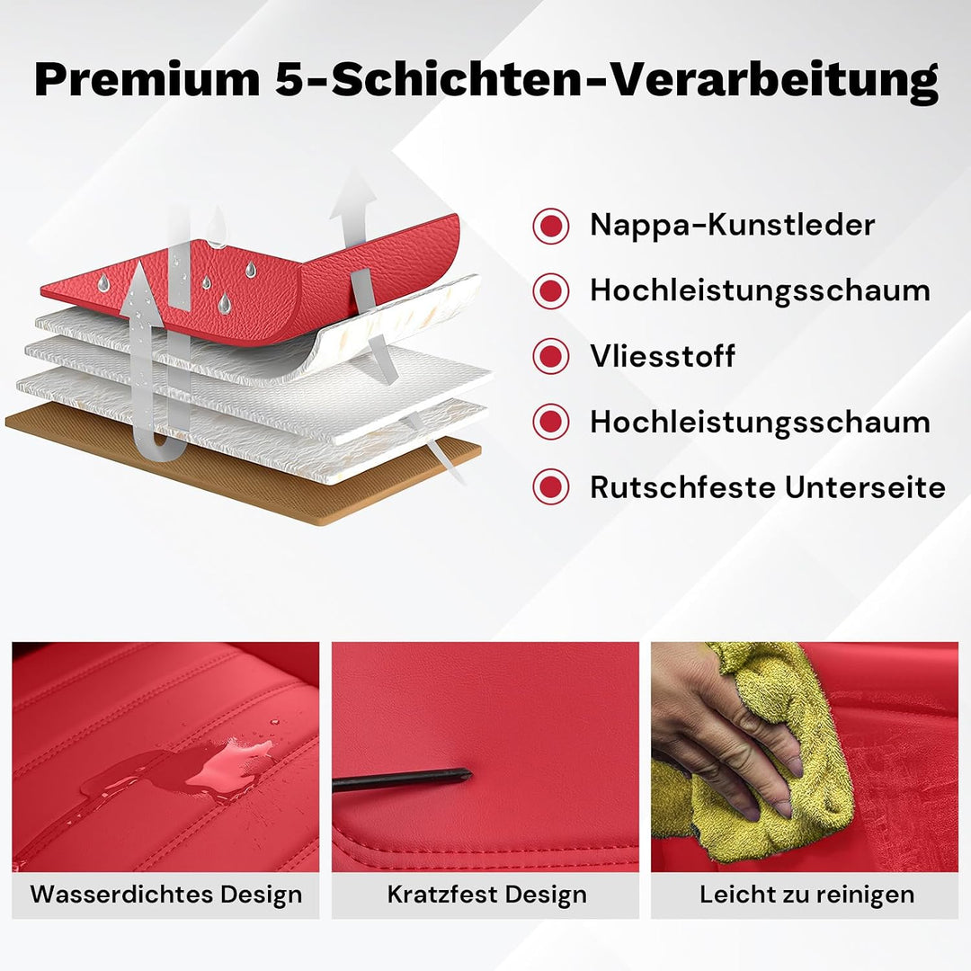 AutoSitzbezüge Leder für Audi A4 2000-2025, Schwarz-Rot Schwarz-Rot Audi A4, Schwarz-Rot Audi A4