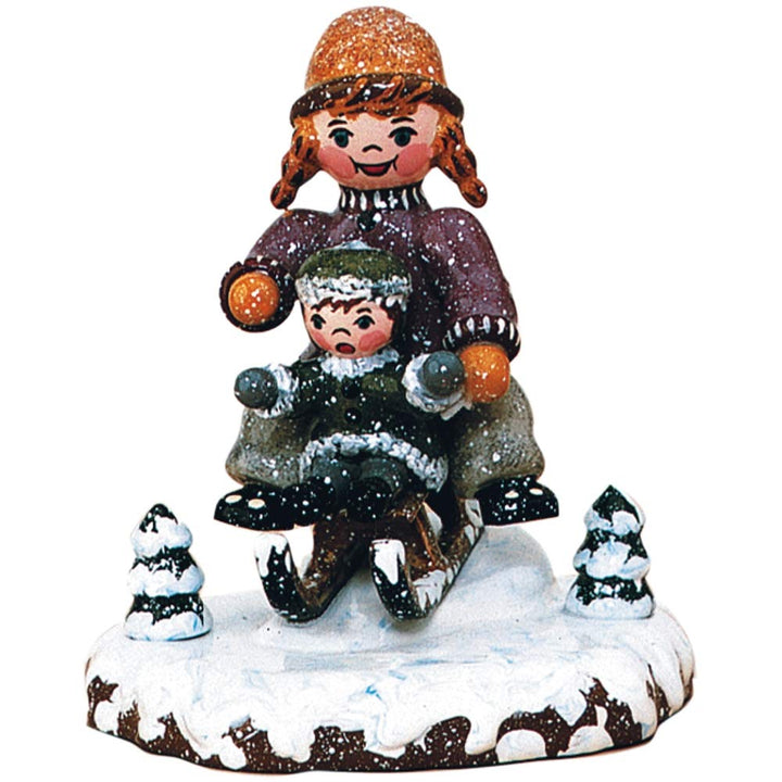 Hubrig-Volkskunst Winterkinder Schlittenfahrerin * Höhe 7cm