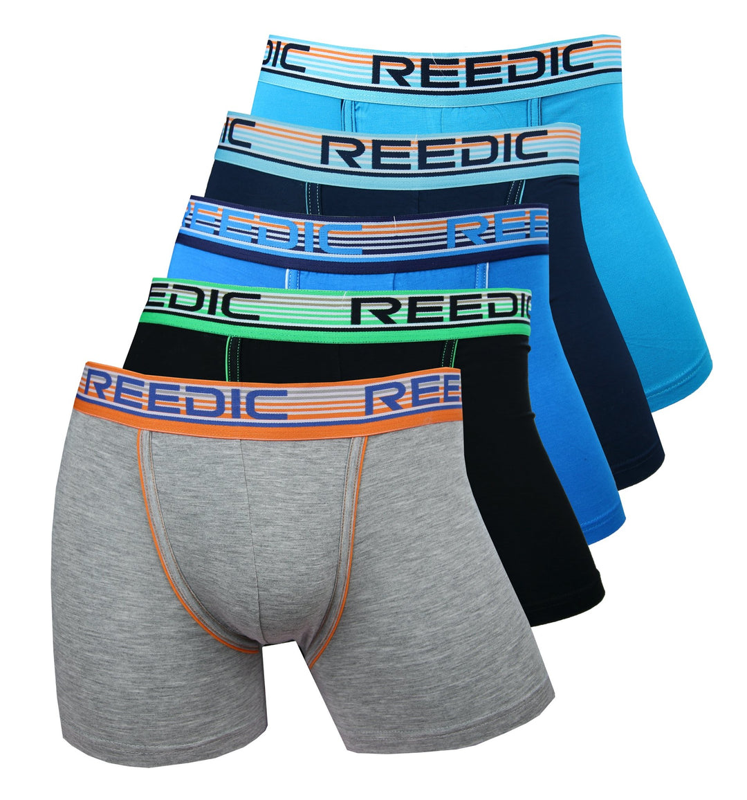 Reedic Herren Boxershorts Modal 5er Pack XXL Je 1x Grau, Schwarz, Blau, Dunkelblau, Türkis, XXL Je 1