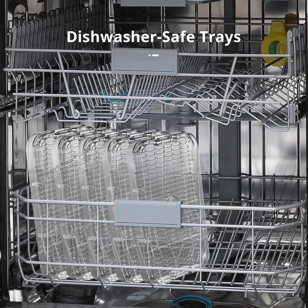 Dörrautomat mit Digitalem Timer & Temperaturregelung, 250W Elektrischer Lebensmitteltrockner mit 5 T