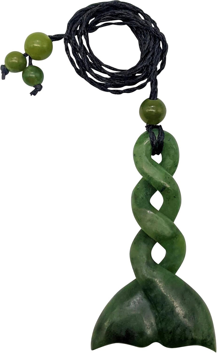 81stgeneration Anhänger Halskette Walfischschwanz Handgeschnitzte Nephrit-Jade für Damen und Herren