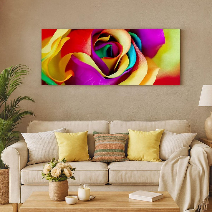 Wandbilder Dekoration Wohnzimmer Blume Farbe Rose Panorama Bilder auf Leinwand 120x50cm Leinwandbild
