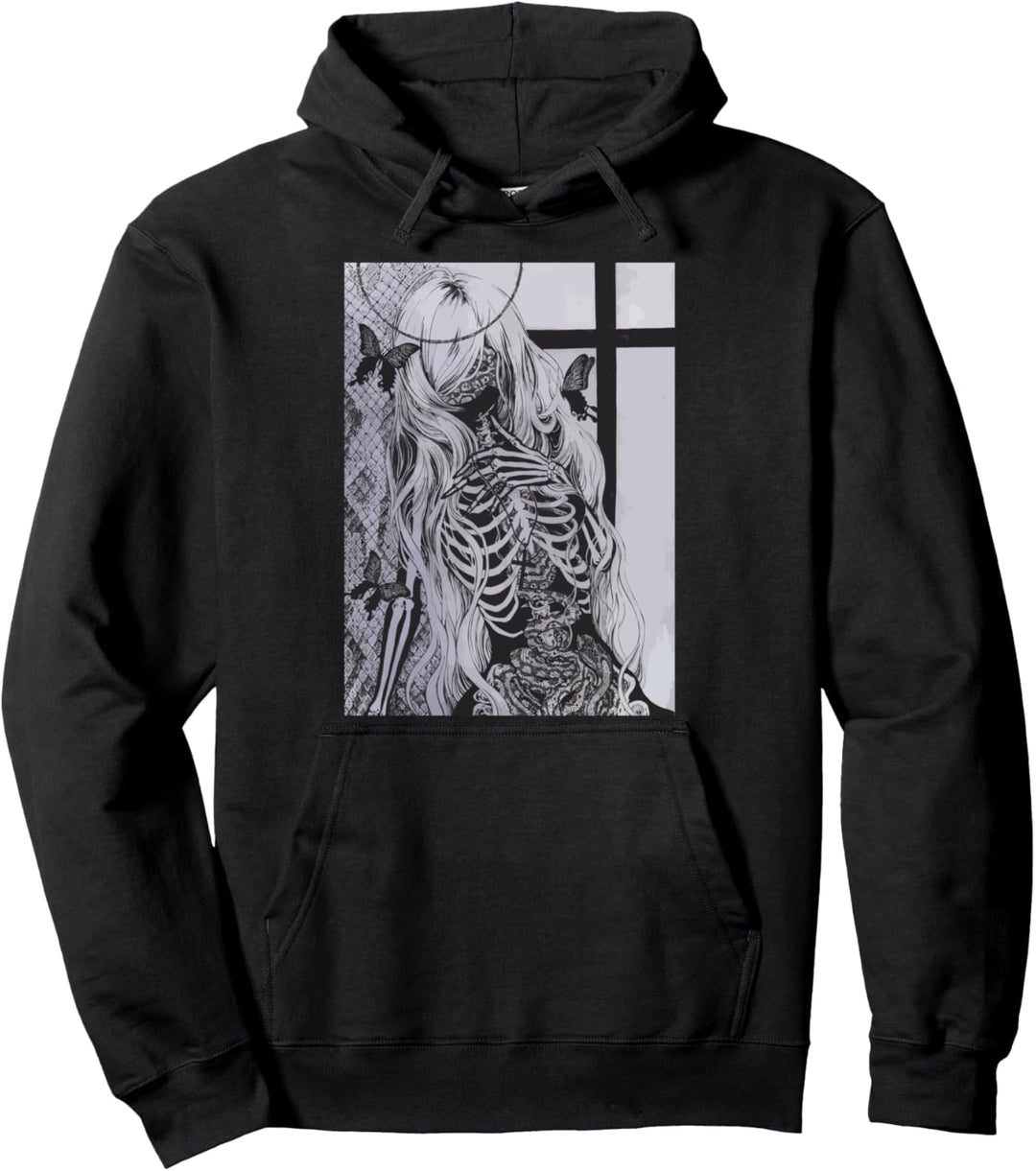 Dark Art weicher Grunge y2k weiblicher skelett skull Pullover Hoodie