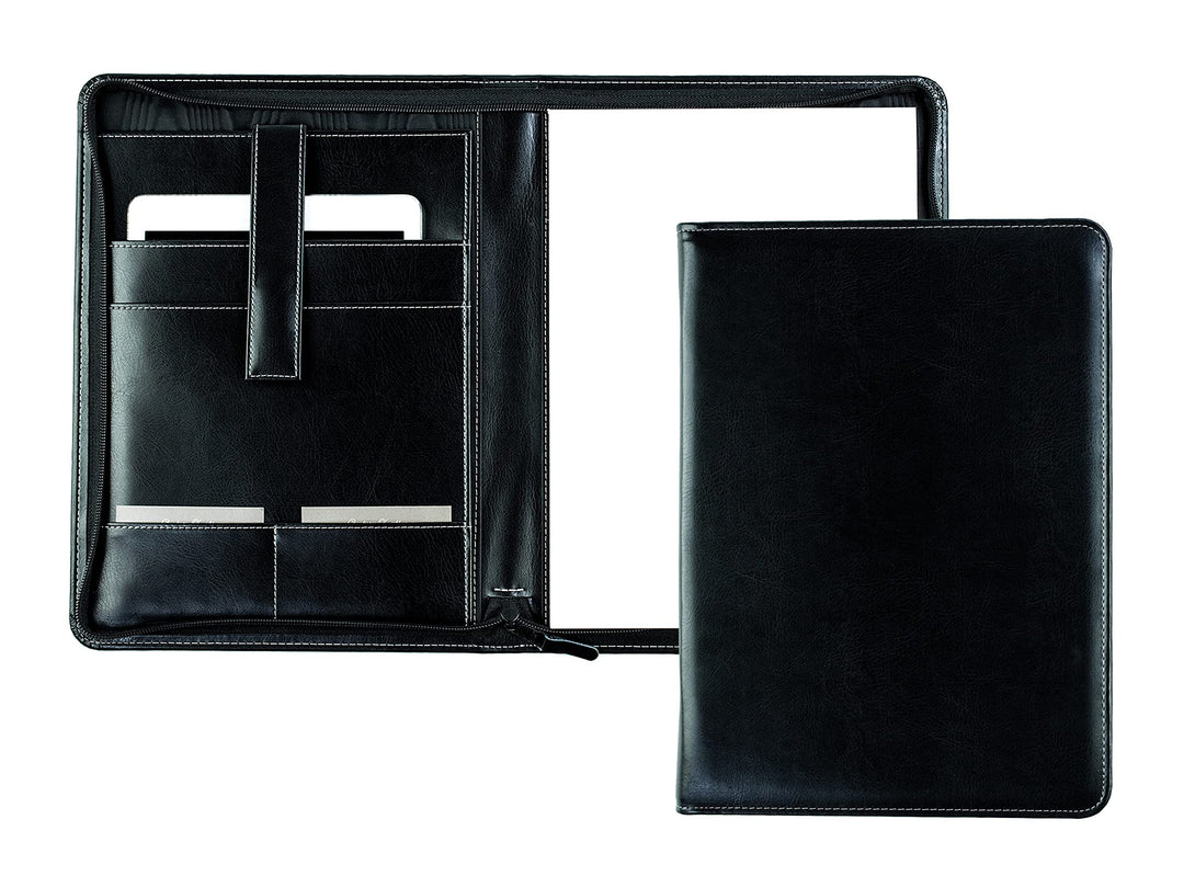 DELMON VARONE - Tablet Schreibmappe mit Reissverschluss inkl. Notizblock DIN A4 aus veganem Eco Kuns