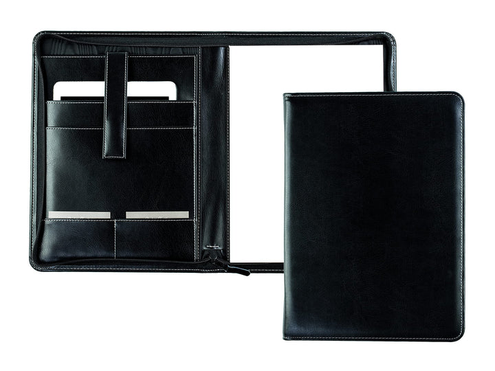 DELMON VARONE - Tablet Schreibmappe mit Reissverschluss inkl. Notizblock DIN A4 aus veganem Eco Kuns