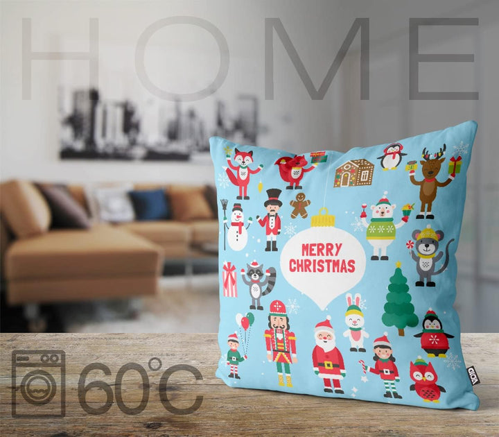 VOID Tiere Spielzeug Deko blau Kissenbezug Kissenhülle Sofakissen Kissen Deko Weihnachten Winter Wei