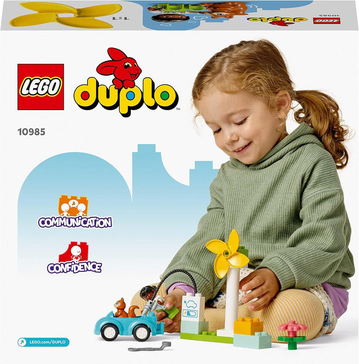 LEGO 10985 DUPLO Town Windrad und Elektroauto, Spielzeugauto-Lernspielzeug für Mädchen und Jungen ab