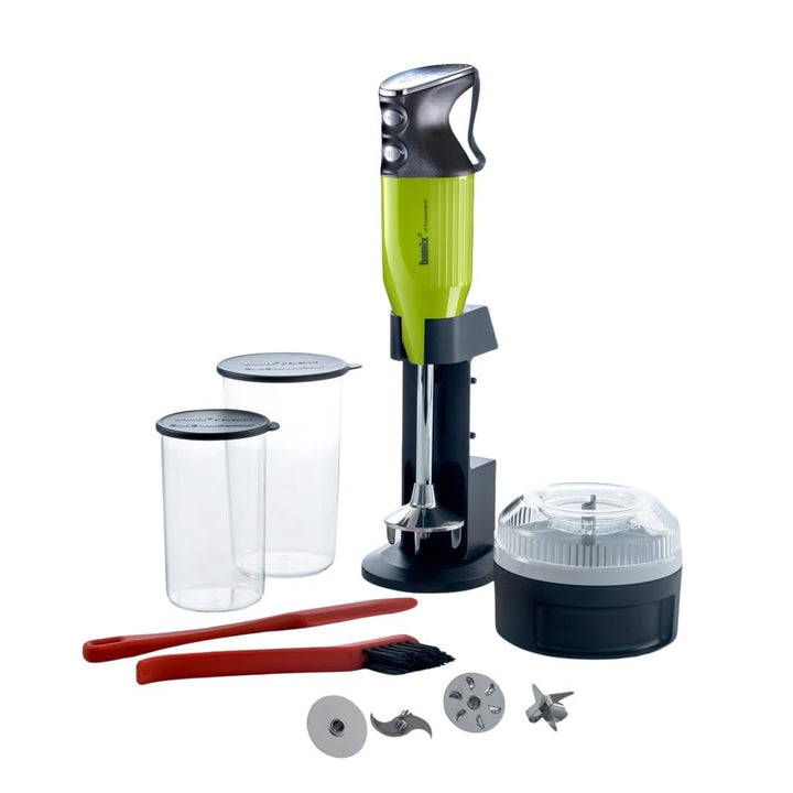 bamix Stabmixer Set M350 MAXX inkl. Ständer, 2 Becher, 4 Aufsteckteile, Processor, Spachtel, Reinigu