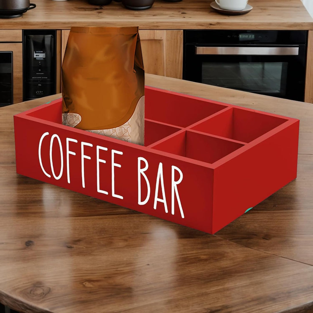 Gewürz-Aufbewahrungsbox mit herausnehmbaren Regalen, Kaffeestations-Organizer für Tee, Tassen und Zu