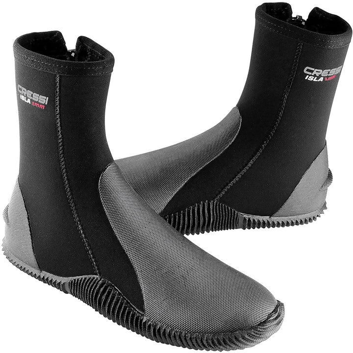 Cressi Isla Boots - Unisex Tauchschuhe aus Neopren Shwarz mit Gummisohle 3mm Medium, 3mm Medium