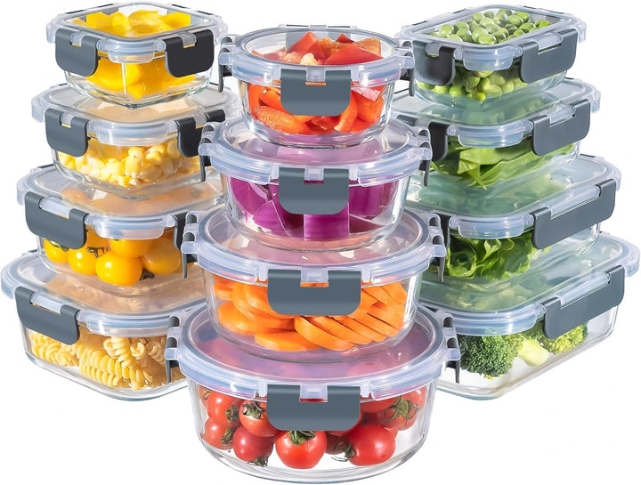 MFY 12 Stück Glasbehälter mit Deckel, Frischhaltedosen mit Deckel, Meal Prep Boxen Glas mit 12 Behäl