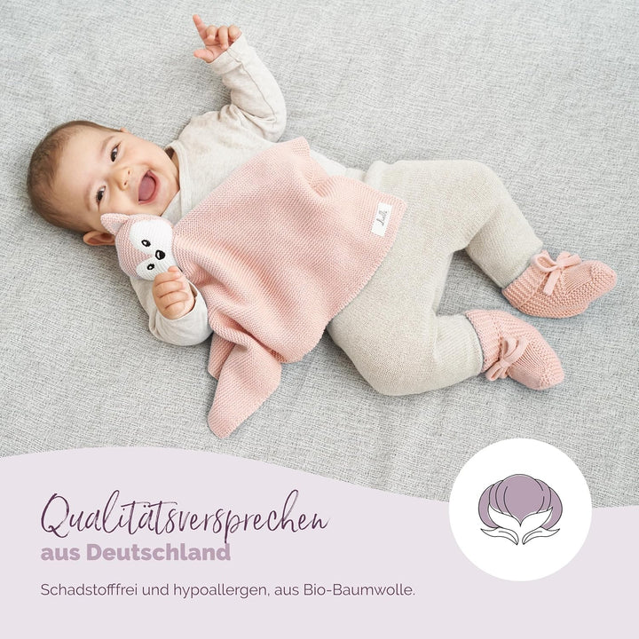 Livella Kuscheltuch „Fuchs“ mit Söckchen - Reine Bio-Baumwolle – Premium Schmusetuch, Kuscheldecke,