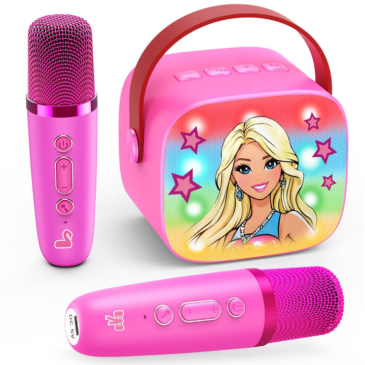 Dislocati Geschenk Mädchen 3-12 Jahre, Karaoke Maschine Kinder mit 2 Karaoke Mikrofon Bluetooth Prin