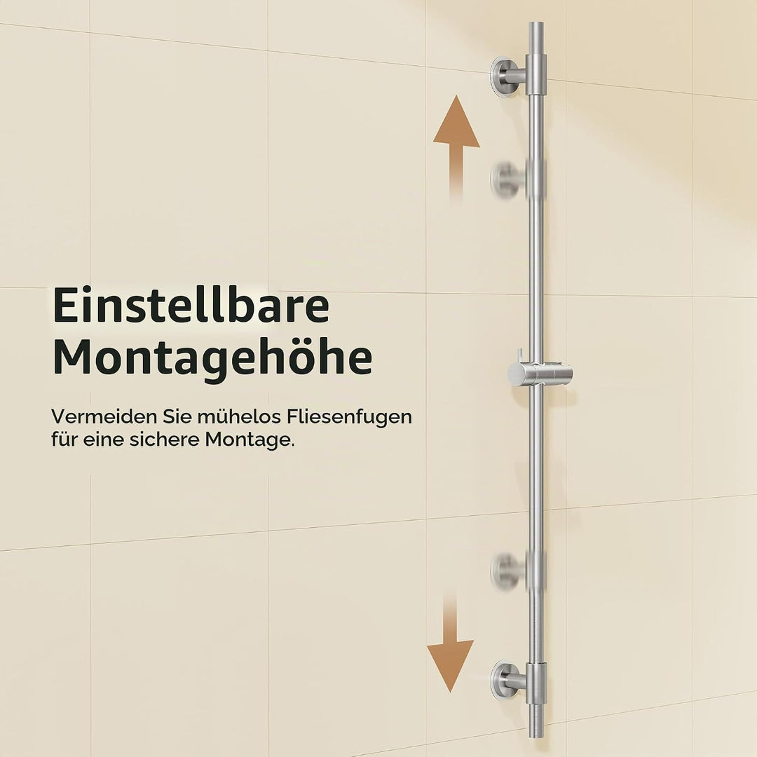 KES Duschstange ohne Bohren Brausestange mit Duschkopfhalterung 18/8 Duschstange Edelstahl 18/8 Wand