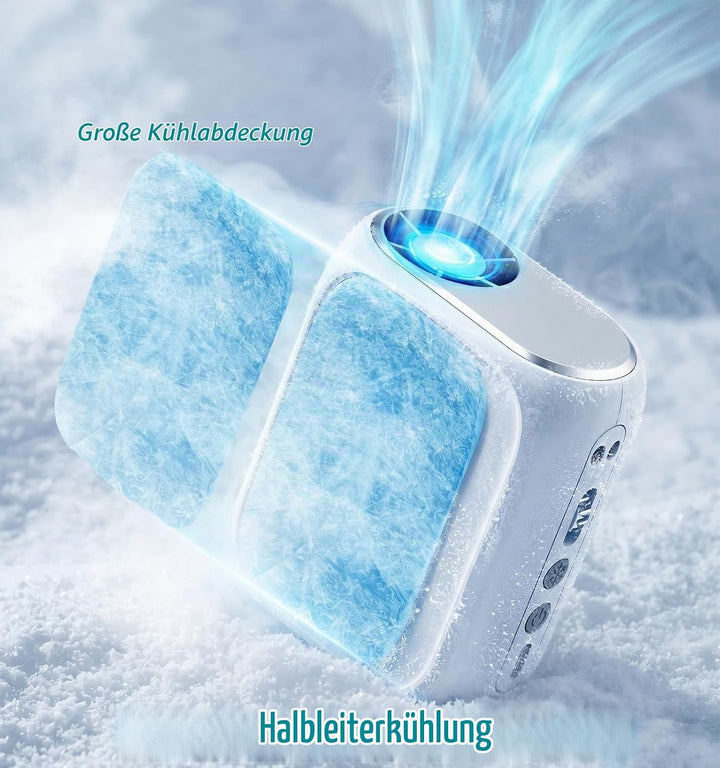 Tragbarer Clip Ventilator mit Eiskühlplatte, Nackenventilator Shirt Gürtel Ventilator Hals für Unter