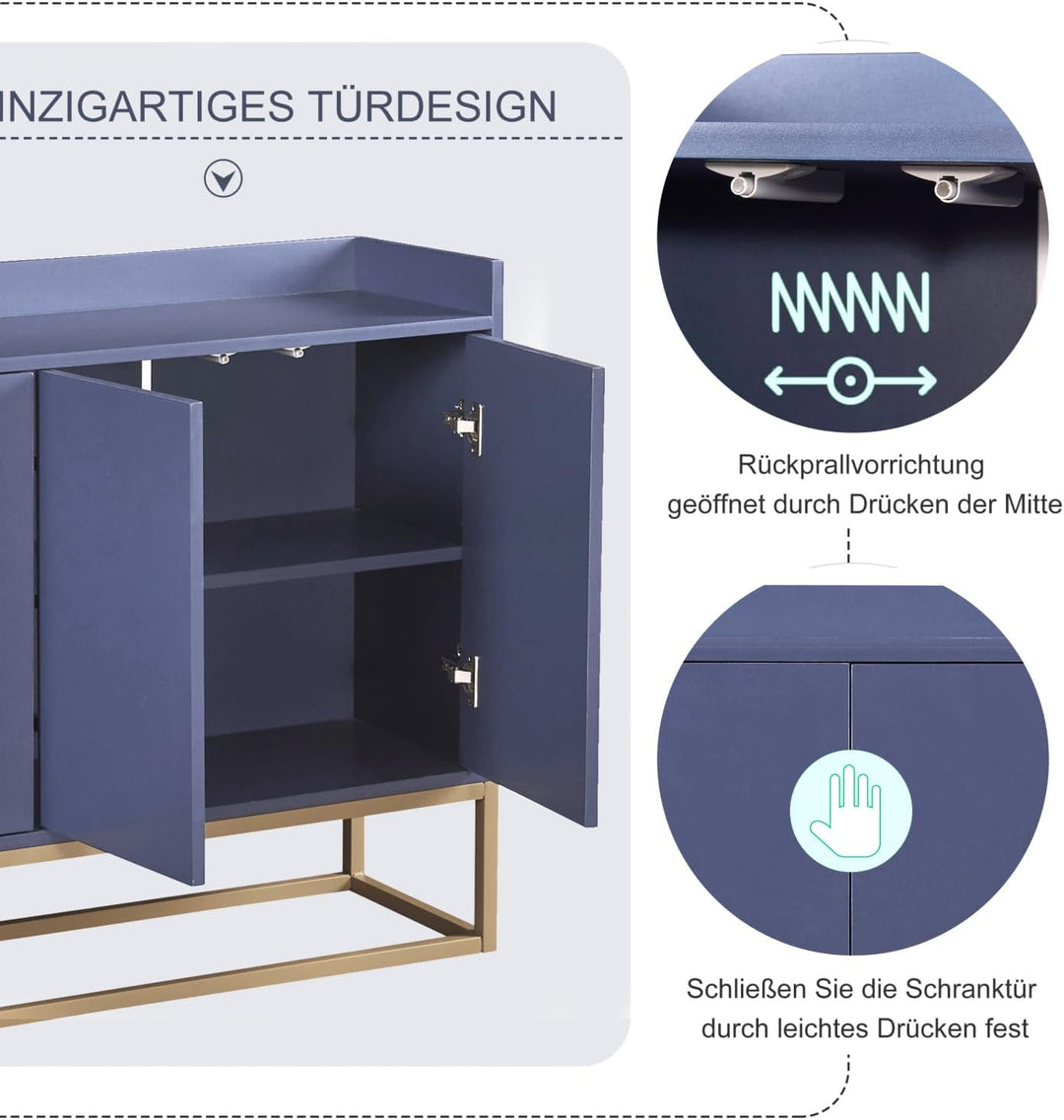 Aufbewahrungsschrank mit Tür, Schrank mit Regal, Buffet, Esszimmer, Wohnzimmer, mit 4 Türen und höhe