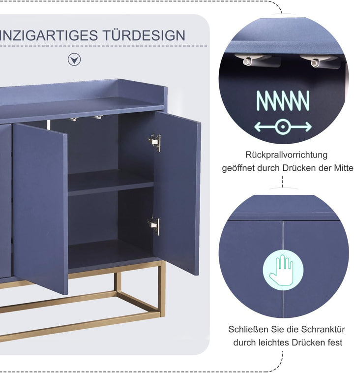 Aufbewahrungsschrank mit Tür, Schrank mit Regal, Buffet, Esszimmer, Wohnzimmer, mit 4 Türen und höhe