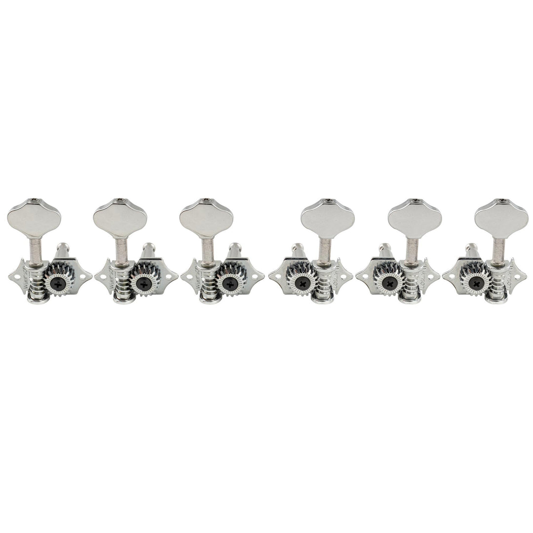 Wilkinson 3R3L Vintage Tuners Offen Mechaniken Set für Akustikgitarre/Westerngitarre, Chrom mit Butt