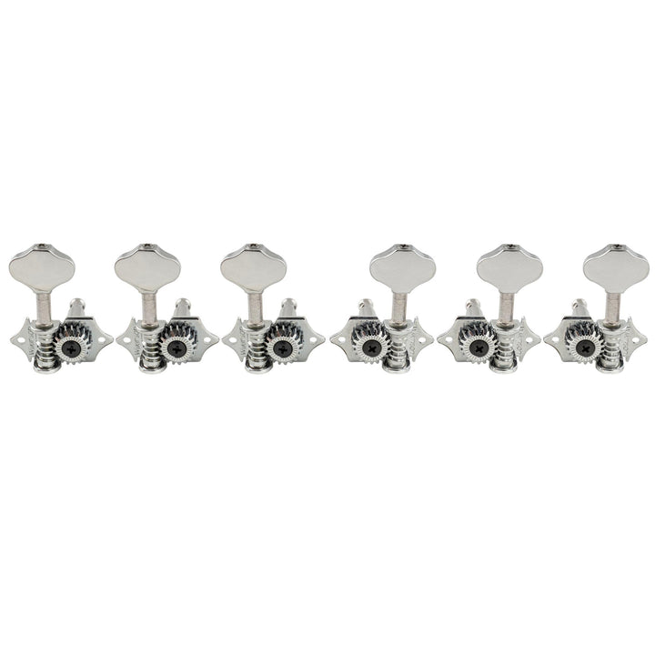 Wilkinson 3R3L Vintage Tuners Offen Mechaniken Set für Akustikgitarre/Westerngitarre, Chrom mit Butt