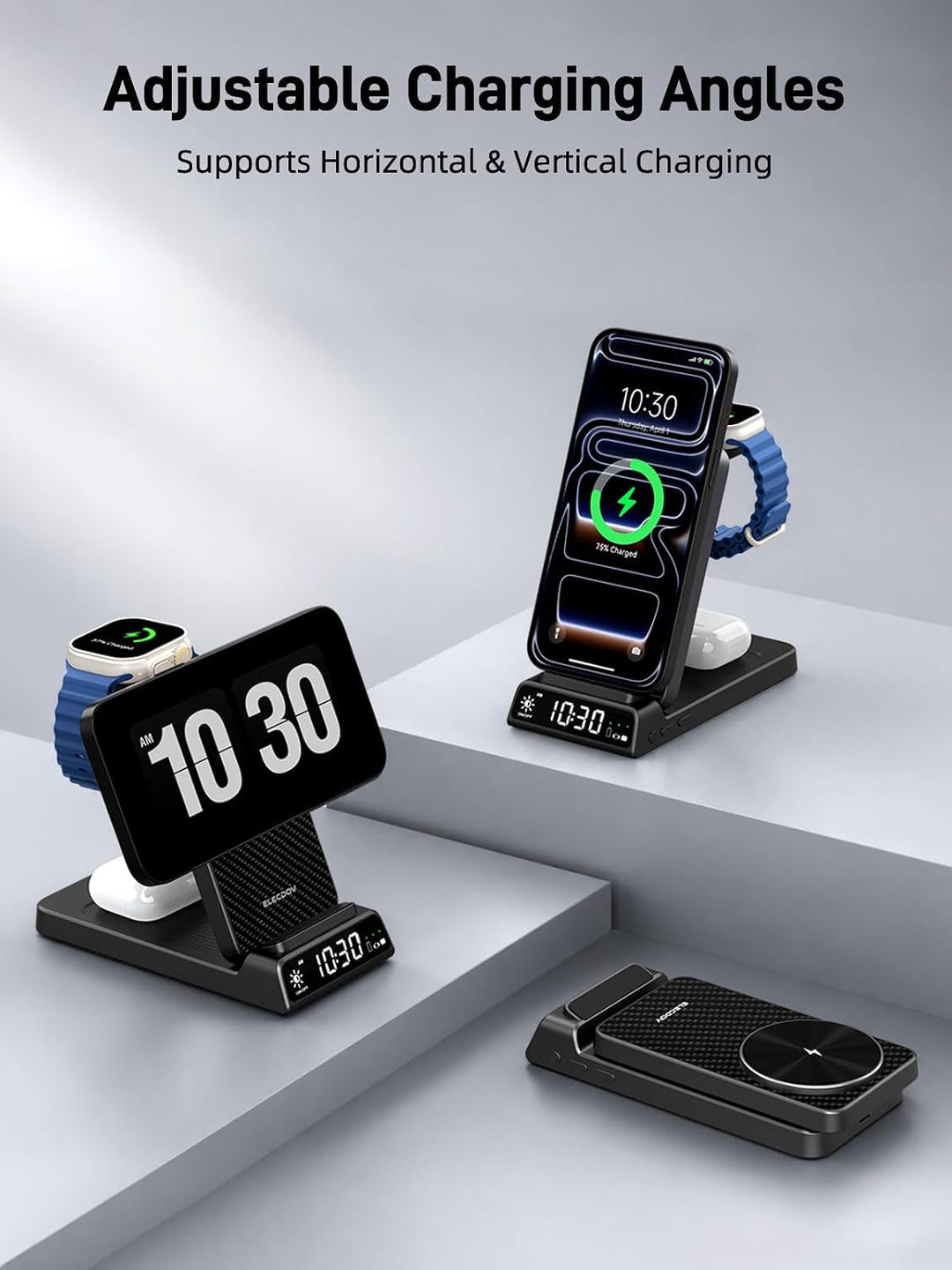 Mag-Safe Ladestation für Apple Watch und iPhone, 3 in 1 Ladestation für Apple, Faltbar Kabelloses La