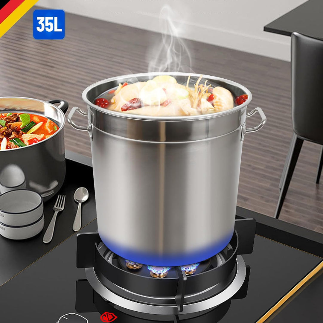 Kochtopf Gastronomie Suppentopf, Edelstahl Kochtöpfe, Topf Gross 47 x 36 cm, 35L Maximale Kapazität,