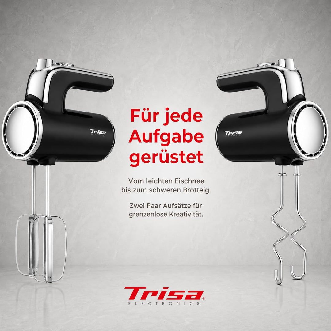 Trisa Handrührgerät - 6 Geschwindigkeiten mit Turbo, Langsamer Start, Chrom-Design, Edelstahl Rührbe