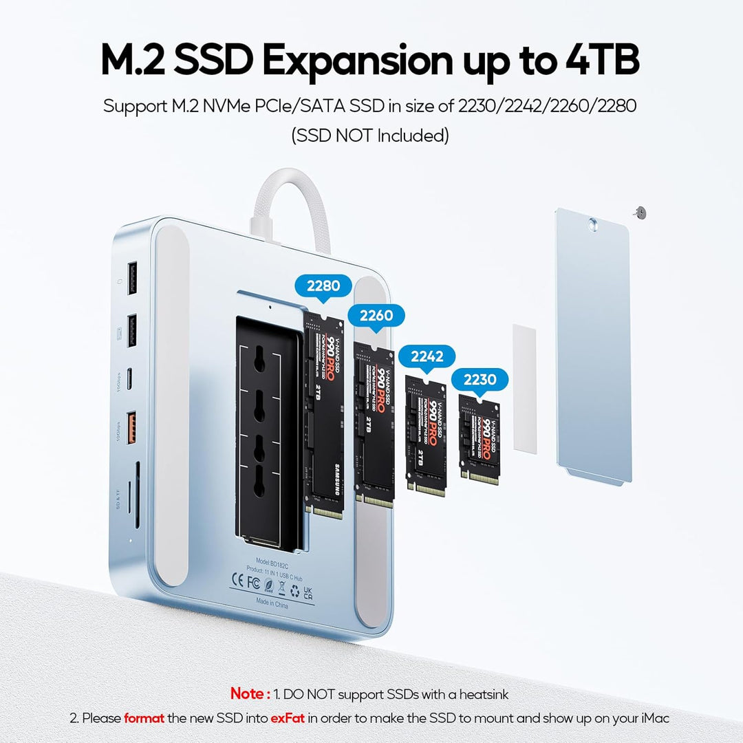 Upgraded iMac Hub für M1/M3/M4, iMac Zubehör M4 unterstützt 4TB SSD-Gehäuse (SSD Nicht enthalten), U