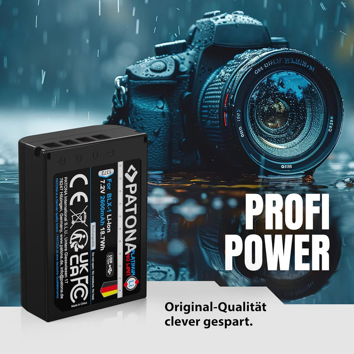 PATONA Platinum BLX-1 Akku 2600mAh / 18,7Wh / 7.2V USB-C Input kompatibel mit Olympus OM-1 OM-3 OM1