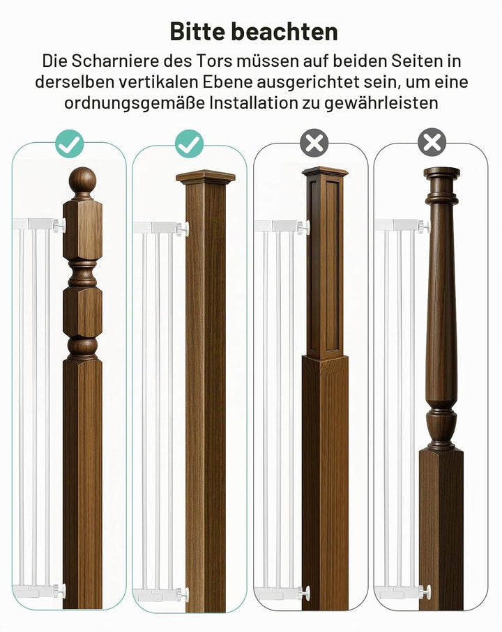 COMOMY 107 cm Extra Hoch Türschutzgitter, 75-103 cm Breit Treppenschutzgitter ohne Bohren, Türgitter
