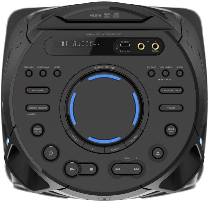 Sony MHC-V43D Bluetooth Party Lautsprecher (One Box HiFi Music System, Lautsprecherbeleuchtung, CD/D